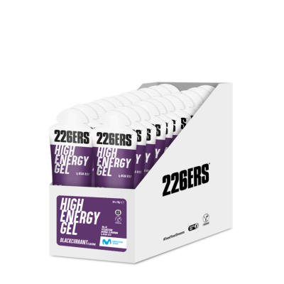 BOX HIGH ENERGY GEL BCAA'S BLACKCURRANT 226ers - skondensowany żel o wysokiej zawartości węglowodanów, o smaku czarnej porzeczki, z BCAA, 76g. (24 szt